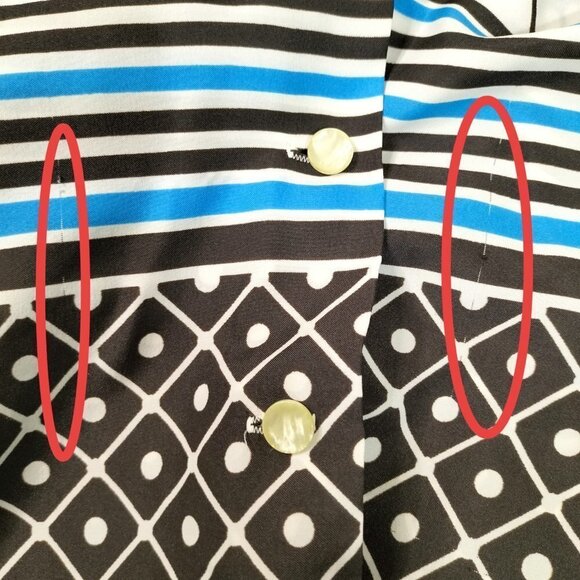 (974) Pykettes Vintage 70's Geometric Print Long Sleeve Button Down Top - Picture 7 of 7